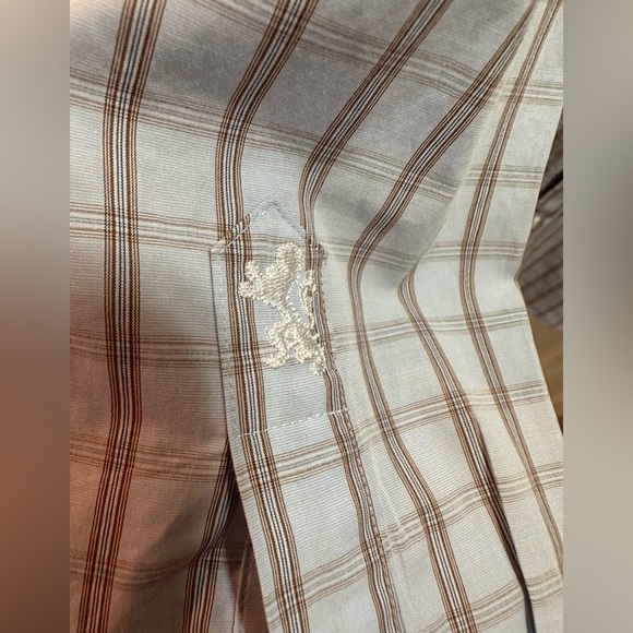 Bugatchi Uomo long sleeve shirt with window pane and birds-eye trim cuff /collar - Picture 4 of 12